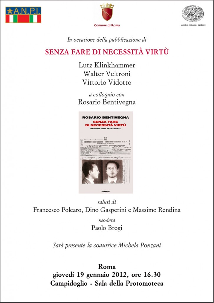Il libro di Rosario Bentivegna, in Campidoglio - Brogi.info